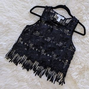 Forever21 lace crochet fringe top